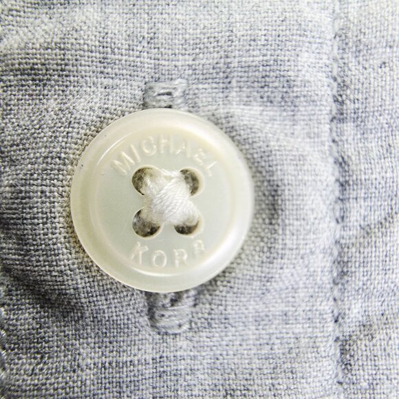 Michael Kors Tailored Fit Size Medium Mens Gray Button Down Long Sleeve Shirt - Picture 8 of 11